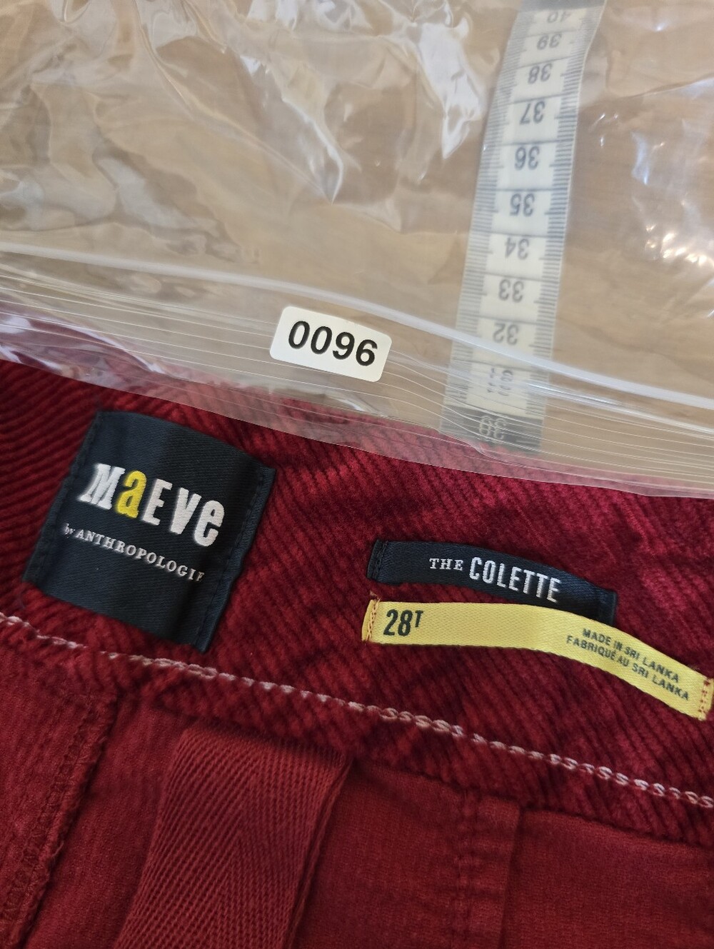 Maeve Colette Corduroy Wide-Leg Pants Rich Deep Red 28T Tall - Picture 5 of 12